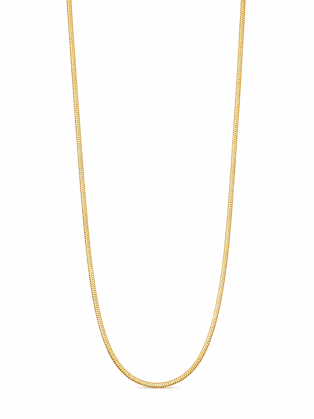 Flat snake chain necklace in S925 silver, 18K gold or white gold plated. 40cm with 6cm adjustable extender.