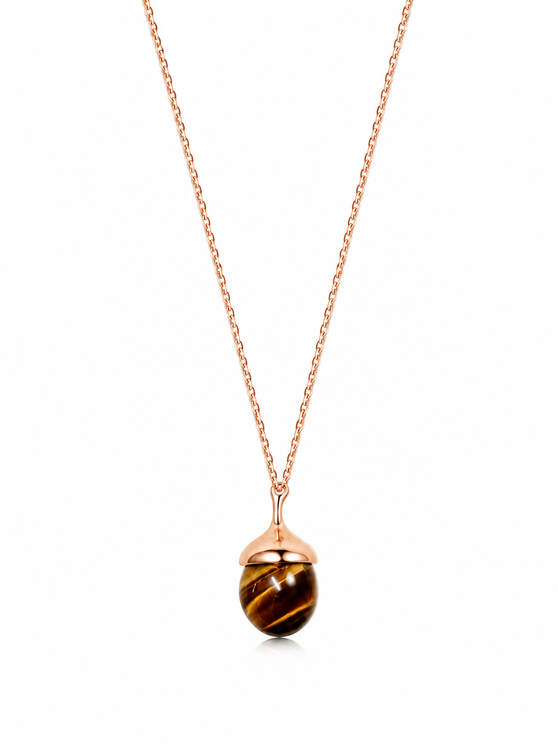 S925 Silver, Rose Gold-Plated Tiger's Eye Sphere Necklace